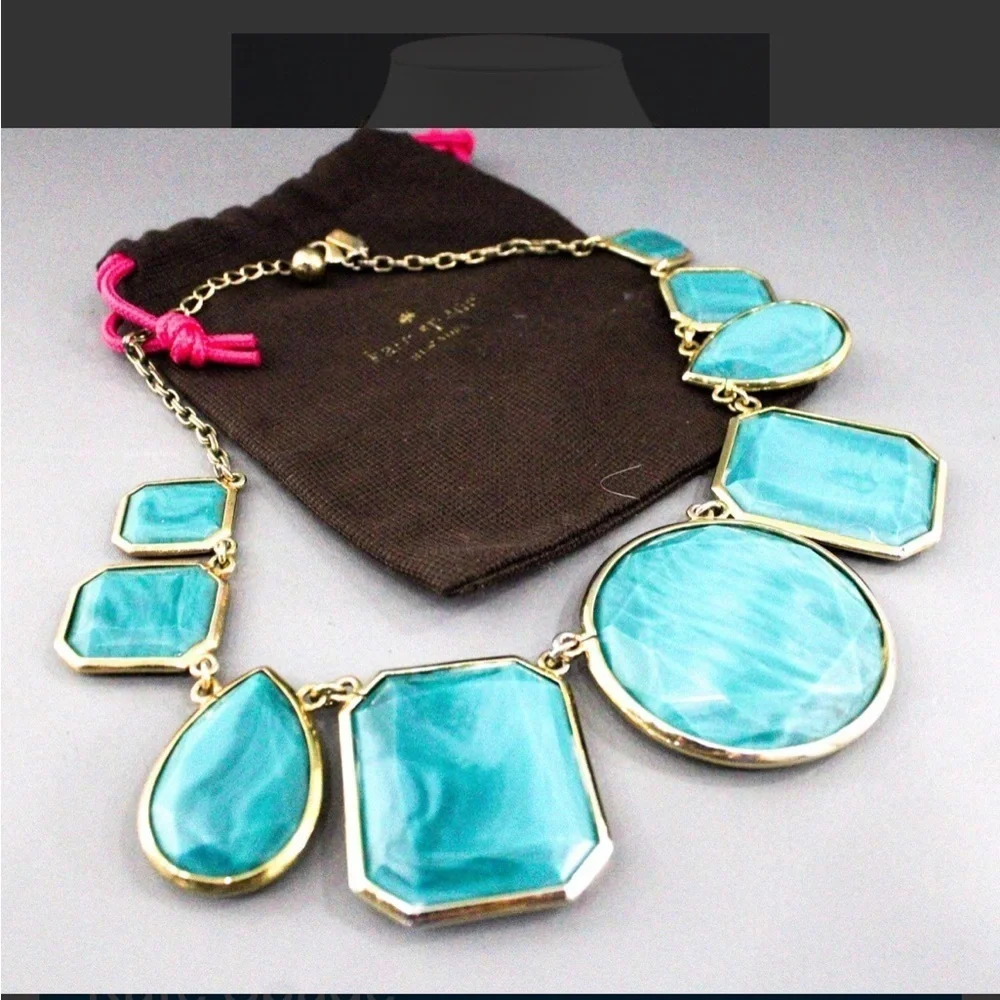 Kate Spade Blue and Gold Necklace with Statement Design